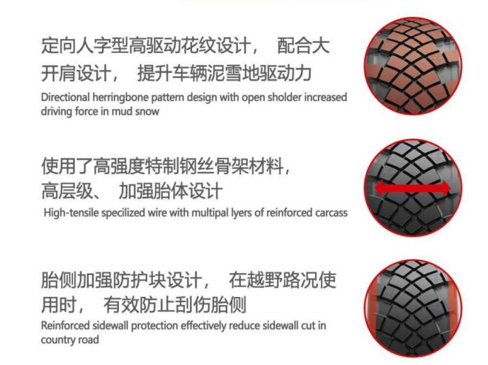 全钢军用越野轮胎 1600R20 425/85R21全钢军用越野轮胎人字形图案设计中国工业卡车轮胎矿用工程机械轮胎